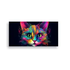GENERICO - Cuadros Decorativos De Gatos Psicodélicos 80x40 Cm