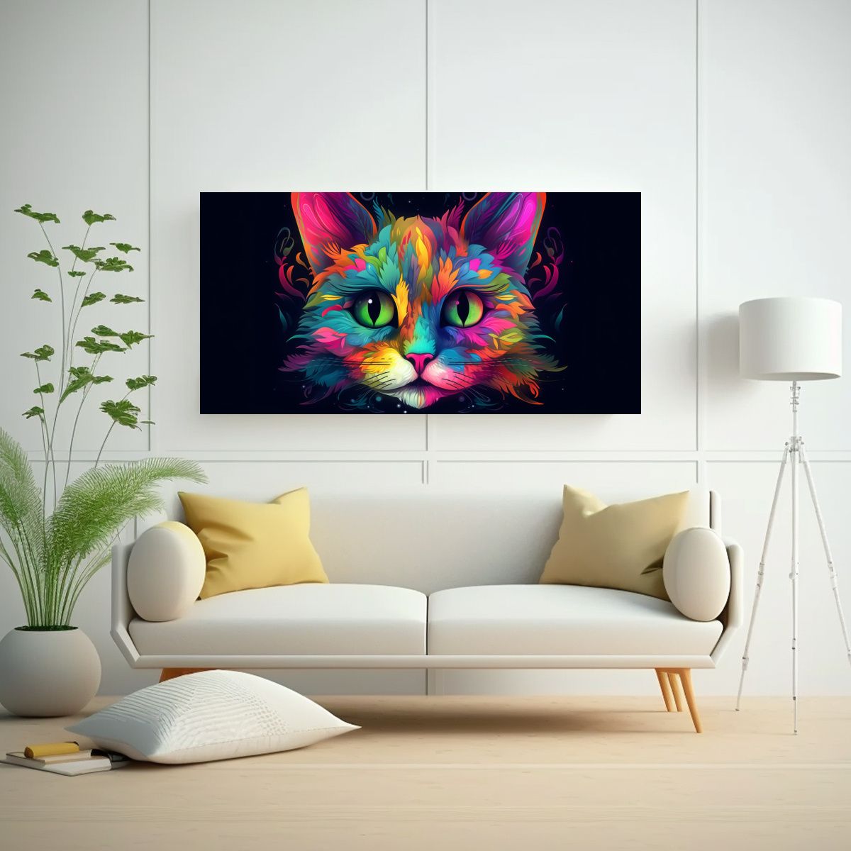 GENERICO - Cuadros Decorativos De Gatos Psicodélicos 80x40 Cm
