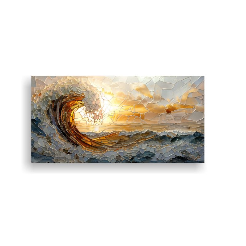GENERICO - Mosaico Vidrio Arte Cuadro Mar Revuelto Oceáno 100x50 Cm
