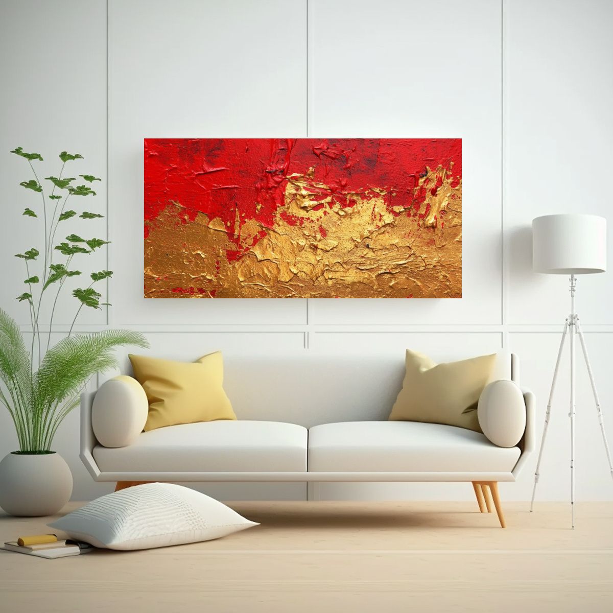 GENERICO - Pintura Metálica Brillante Sobre Fondo Rojo 100x50 Cm