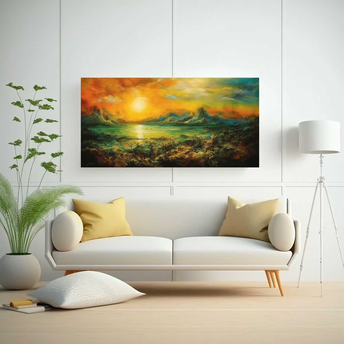 GENERICO - Paisaje Inspirador Pintado Por Affandi 80x40 Cm