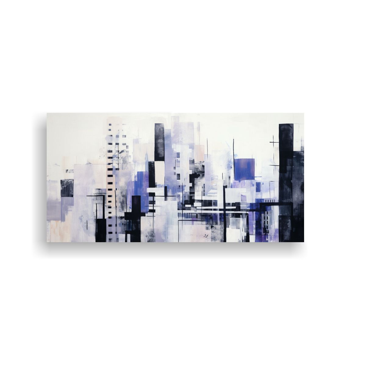 GENERICO - Pintura Abstracta Urbana Con Edificios Grandes 100x50 Cm