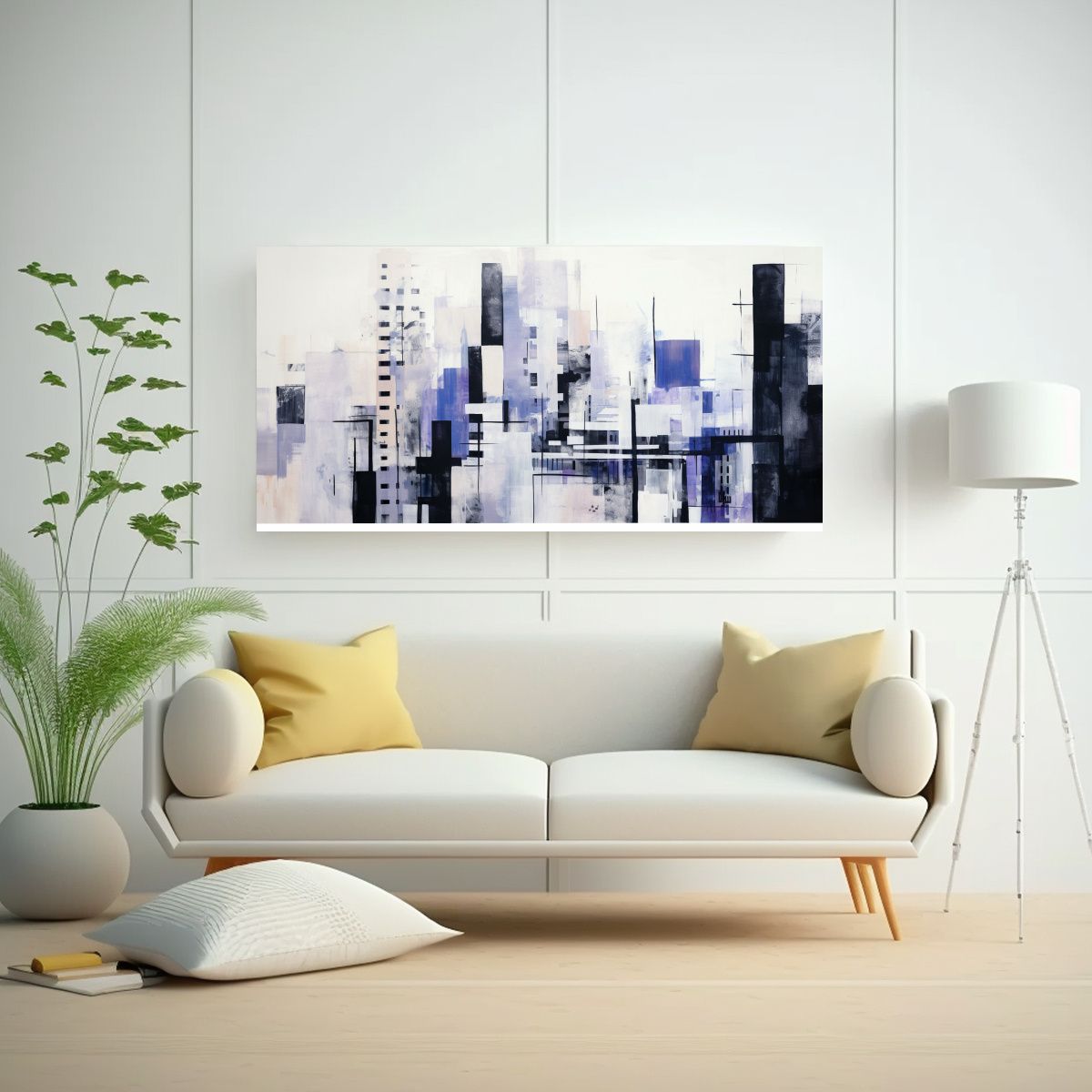 GENERICO - Pintura Abstracta Urbana Con Edificios Grandes 100x50 Cm