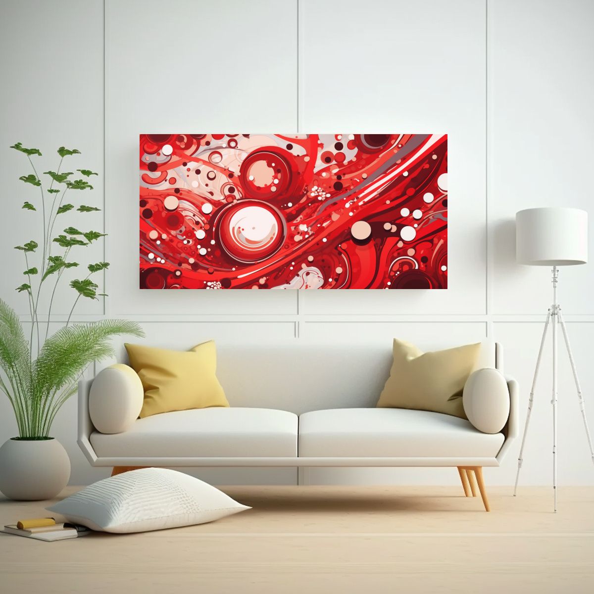 GENERICO - Cuadro Estilo Galería Contraste Rojo Para 80x40 Cm