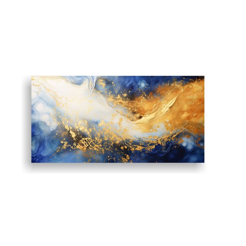 GENERICO - Cuadro De Arte Moderno En Lienzo Azul Y Amarillo 80x40 Cm