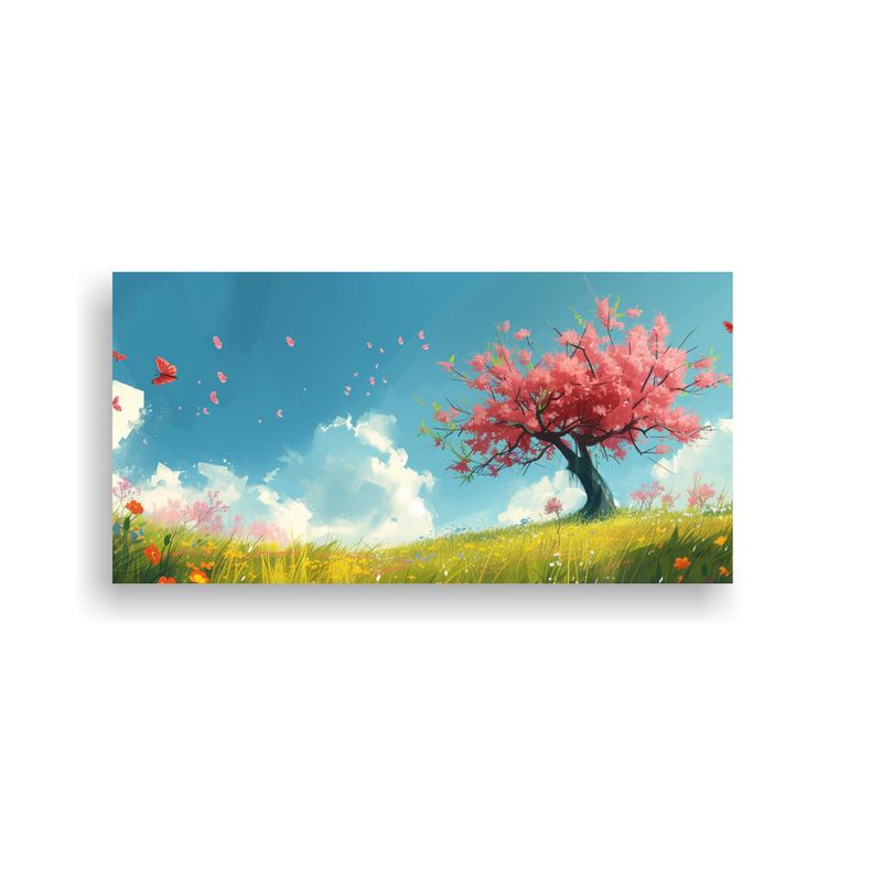 GENERICO - Lienzo Abstracto Escena De Primavera En Cuadro 83 60x30 Cm