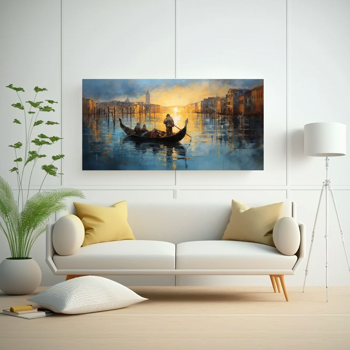 GENERICO - Pintura Abstracta Góndola Veneciana Vibrante 80x40 Cm