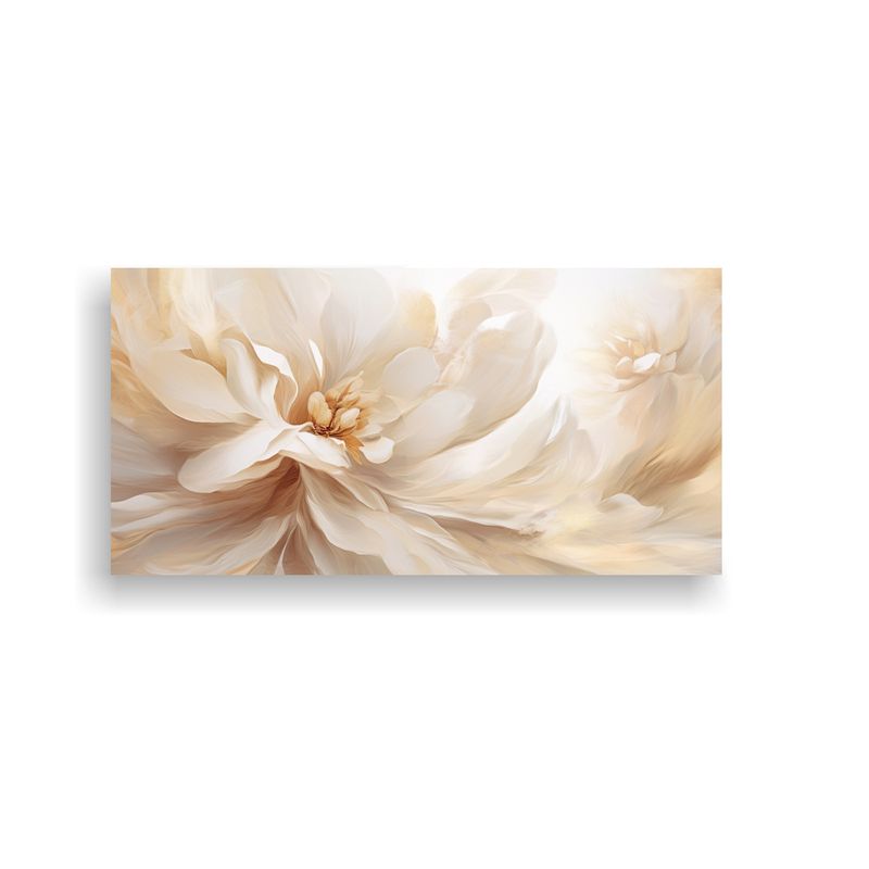 GENERICO - Cuadro Abstracto Beige Y Blanco Relieve Flores 60x30 Cm