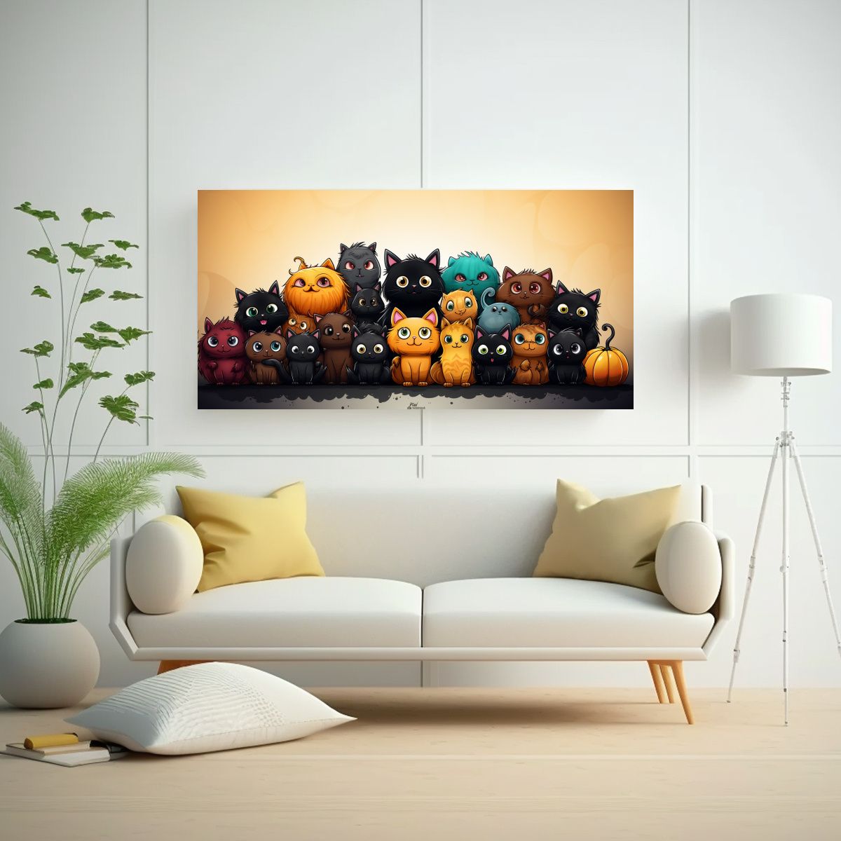 GENERICO - Cuadros Decorativos De Gatos En Una Cocina 80x40 Cm