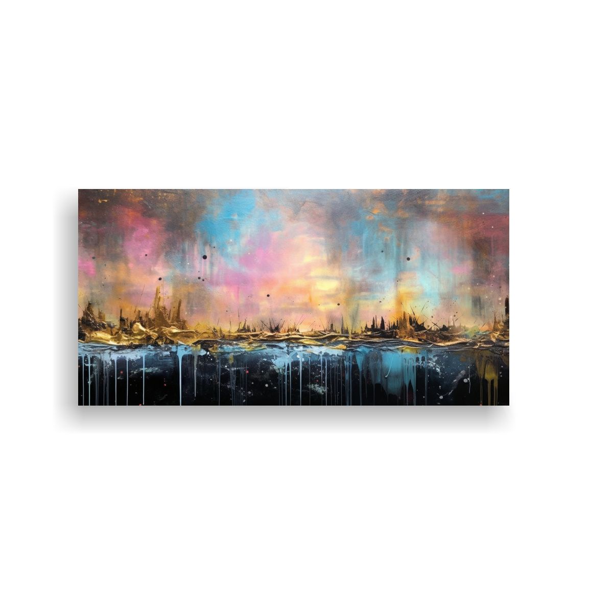 GENERICO - Cuadro Abstracto Rectangular Con Múltiples 60x30 Cm