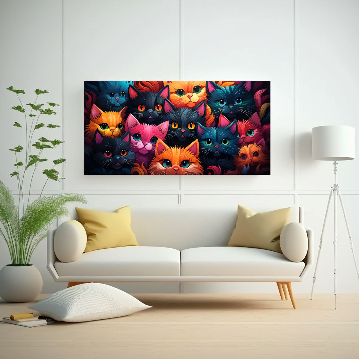 GENERICO - Cuadro Inspirador De Colores Y Patrón De Gato En 60x30 Cm