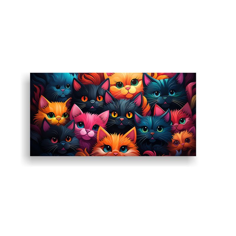 GENERICO - Cuadro Inspirador De Colores Y Patrón De Gato En 80x40 Cm