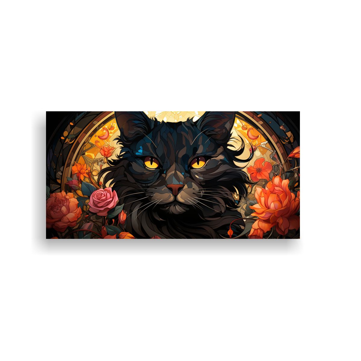 GENERICO - Pinturas Vitrales De Gatos Negros Sonrientes En 60x30 Cm