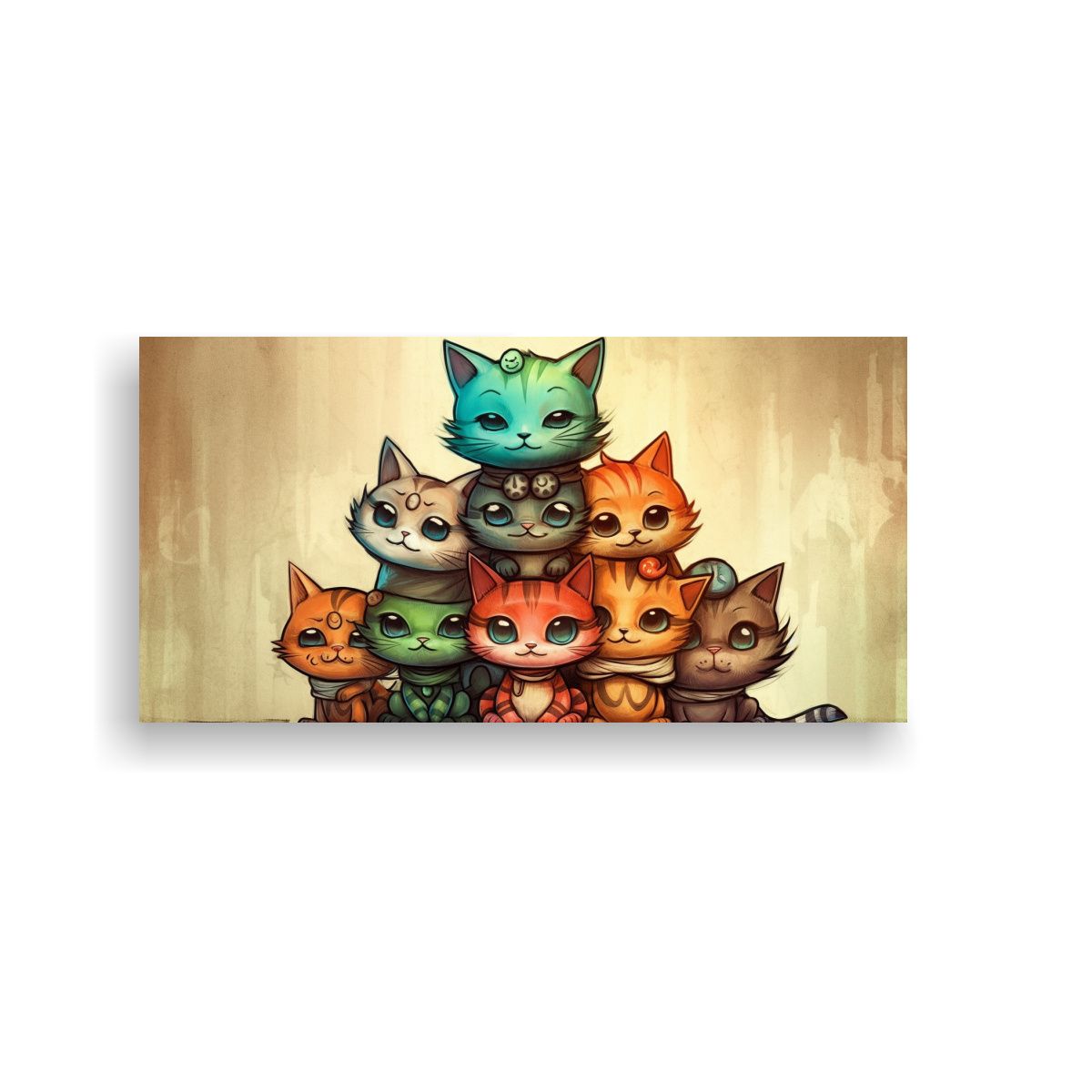 GENERICO - Cuadro Decorativo Gatitos En Una Pila Mirando 100x50 Cm