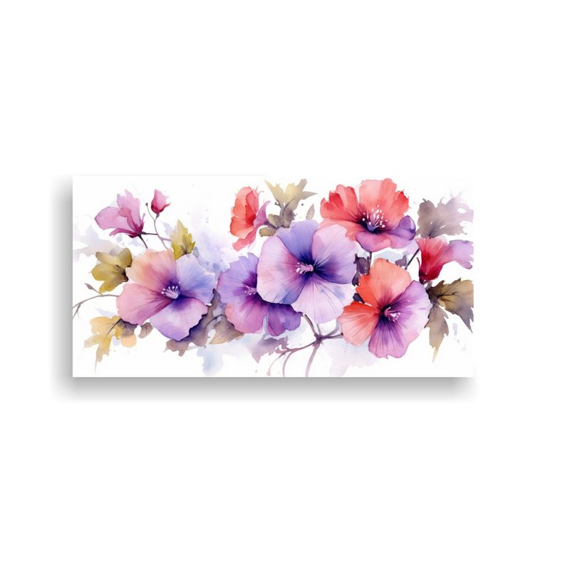 GENERICO - Cuadro Patron Intenso Flores Acuarela Blanca 100x50 Cm
