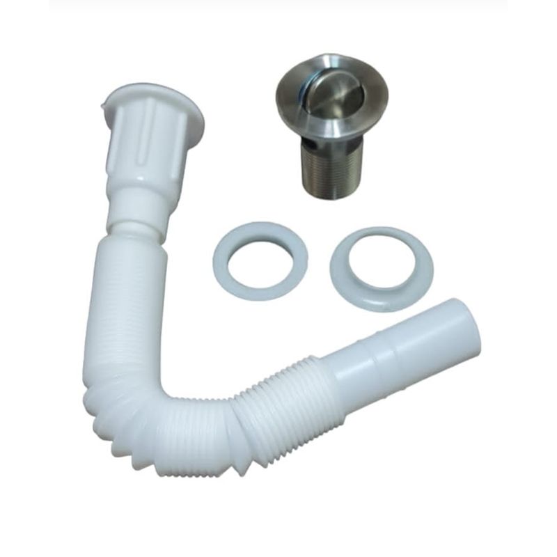 GENERICO - Desagüe Con Rebalse + Sifón Corrugado Flexible vanitorio