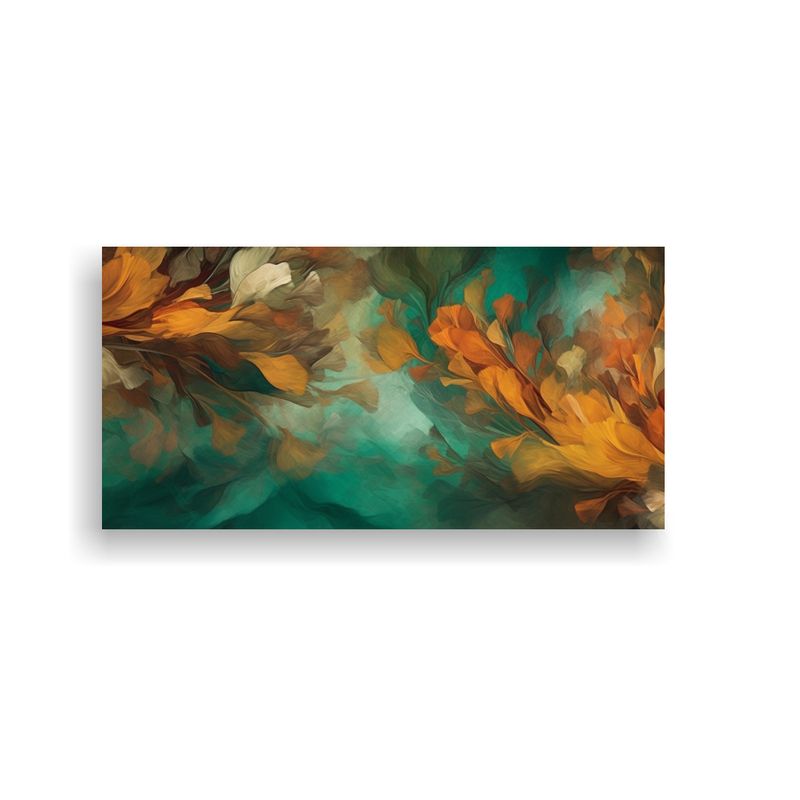 GENERICO - Pintura Floral Abstracta Hermosa En Verde Y 80x40 Cm