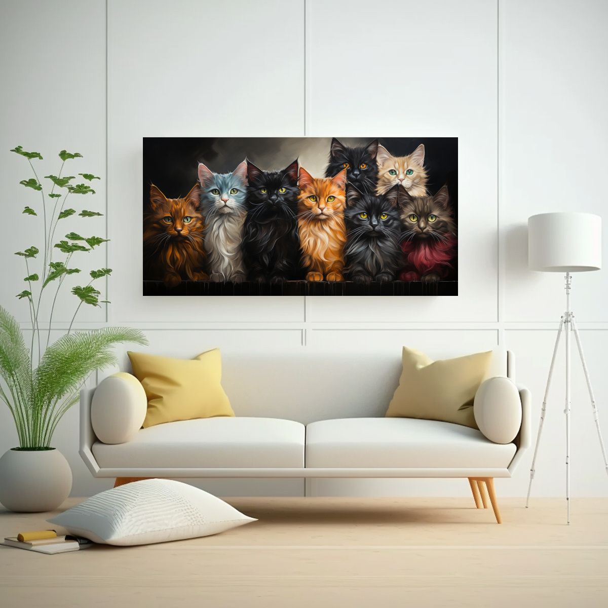 GENERICO - Cuadros De Pared Con Gatos En Colores Abstractos 60x30 Cm