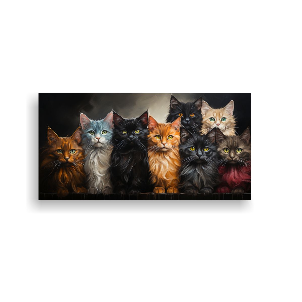 GENERICO - Cuadros De Pared Con Gatos En Colores Abstractos 80x40 Cm