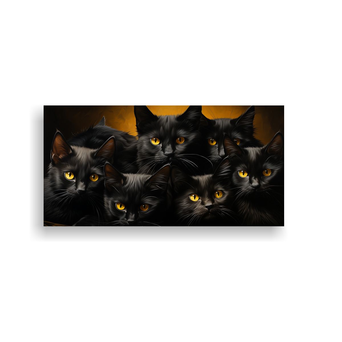 GENERICO - Cuadro De Pared Pop Art De Gatos Negros Apilados 80x40 Cm