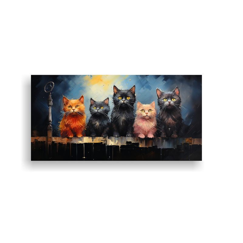 GENERICO - Pinturas Decorativas Gatos Sentados En Tejado 100x50 Cm