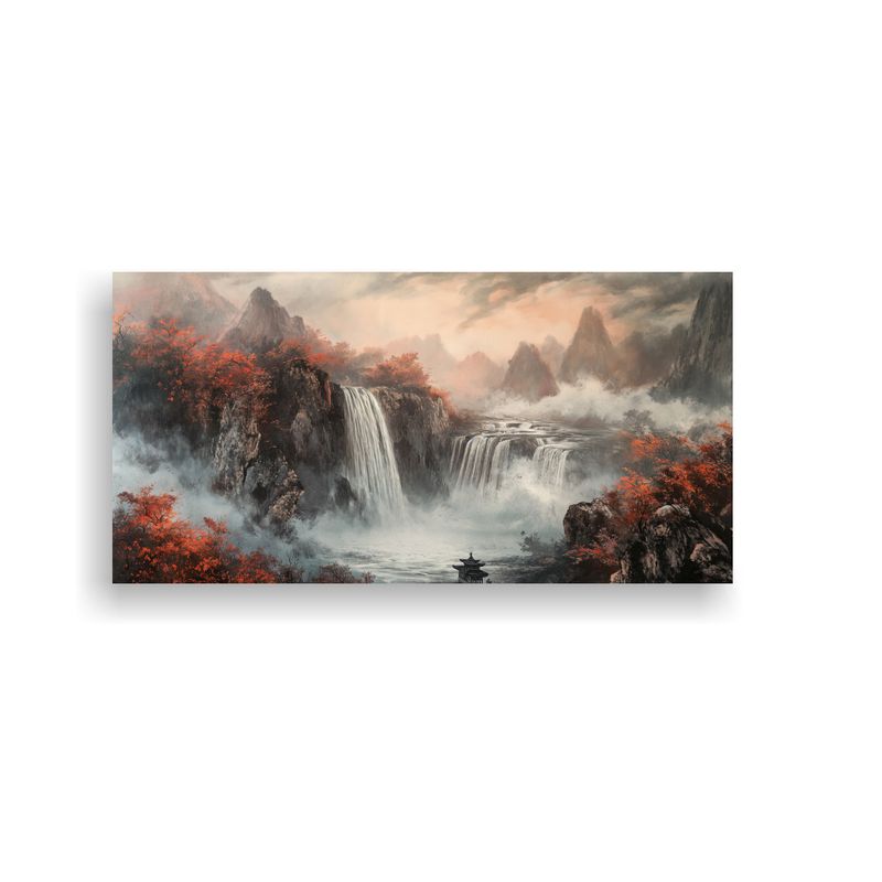 GENERICO - Pintura Río Con Cascada Estilo Decorativo Arte 100x50 Cm