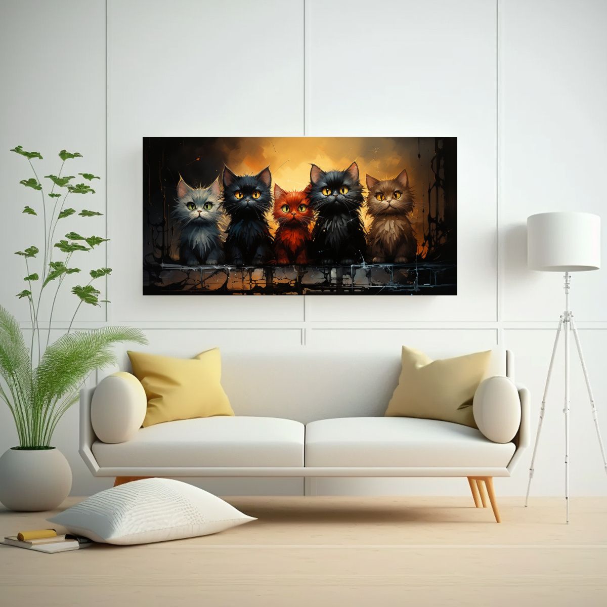 GENERICO - Cuadros De Colores Para Amantes De Gatos Belleza 60x30 Cm