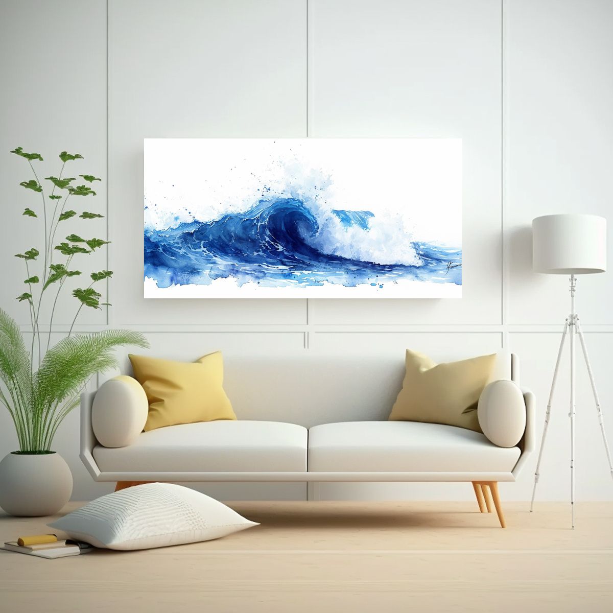 GENERICO - Cuadro De Olas En Acuarela Estilo Impresionante 80x40 Cm