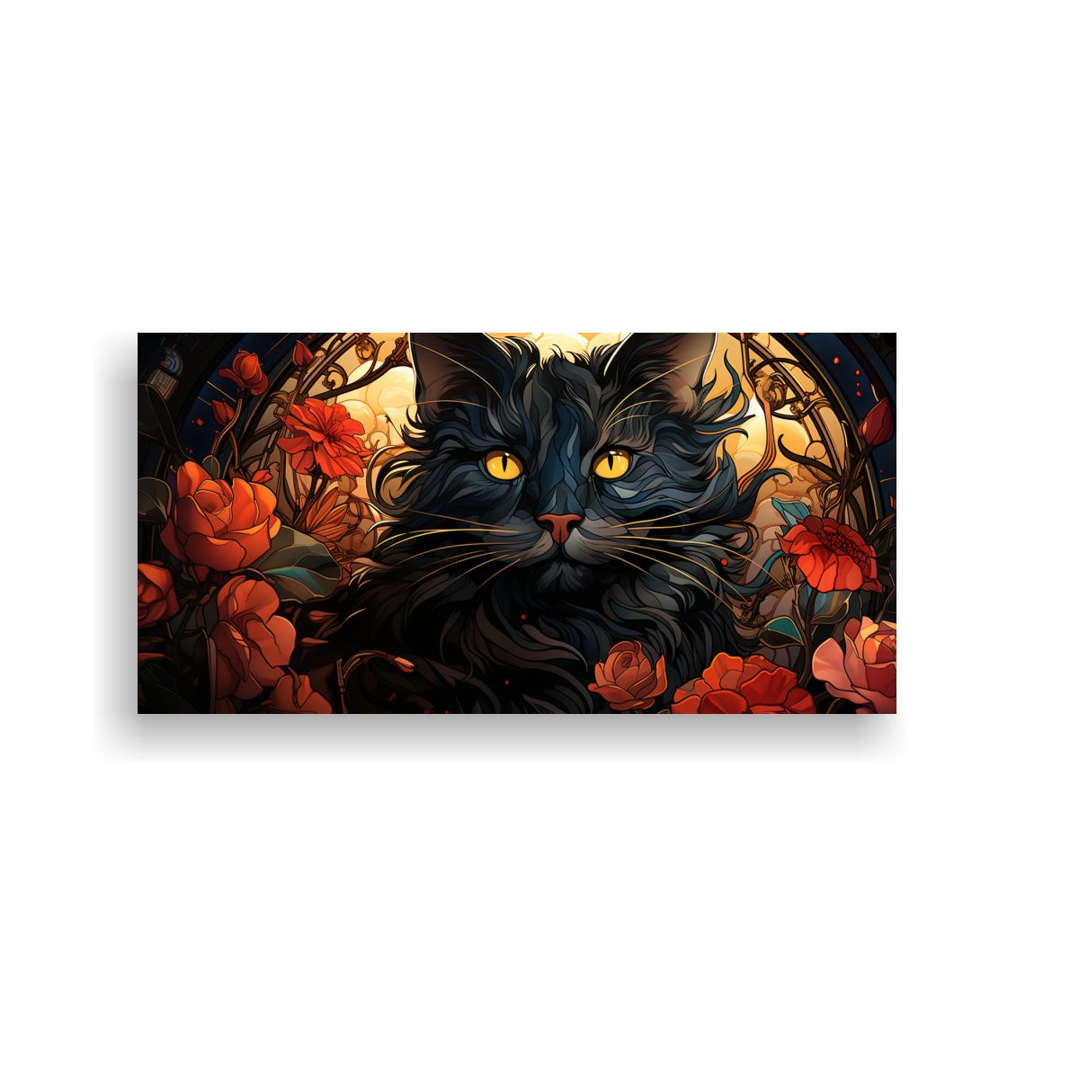 GENERICO - Pintura De Ventana De Vidrio Manchado Con Gato 80x40 Cm