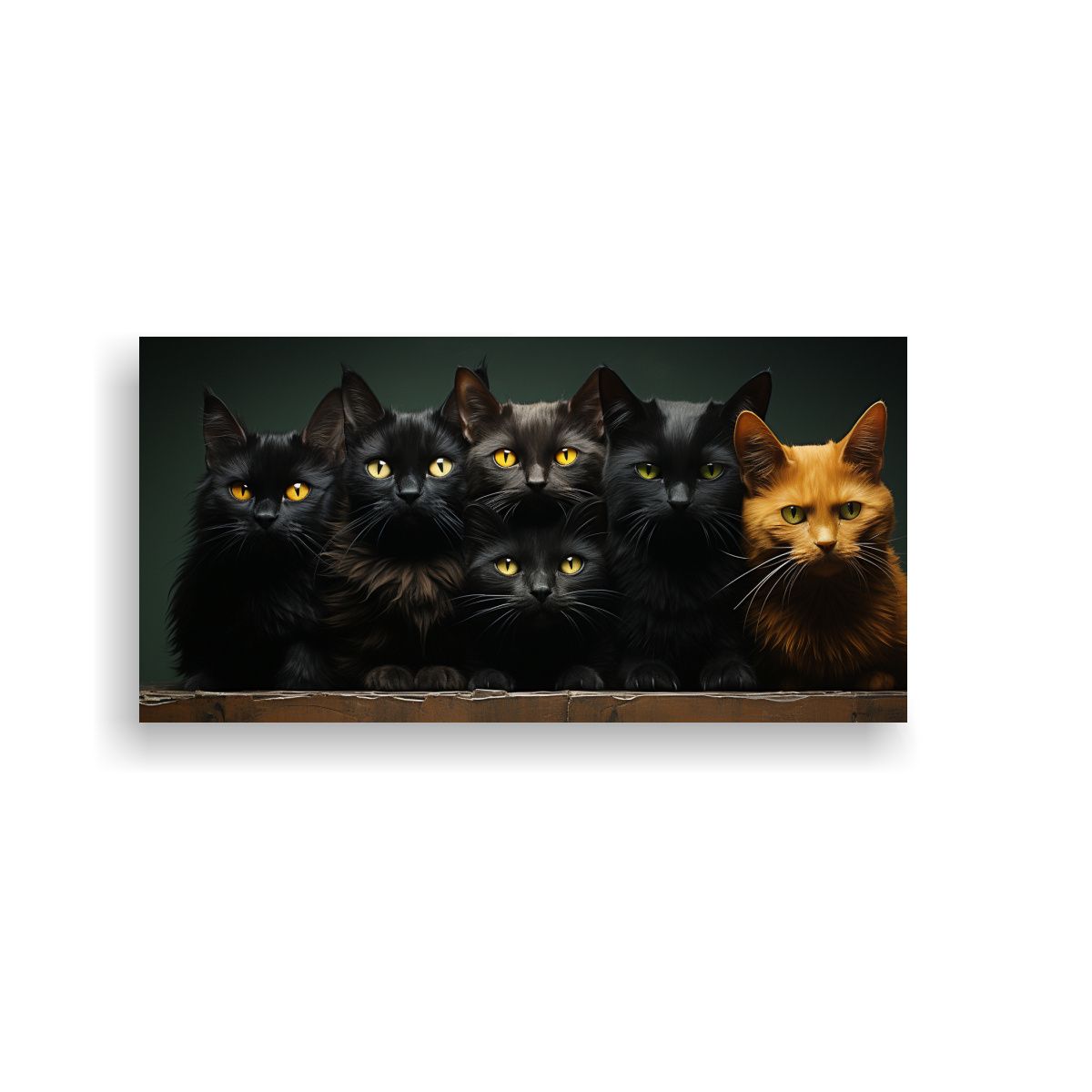 GENERICO - Pintura De Lienzo De Gatos Negros Apilados 100x50 Cm