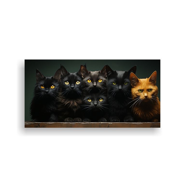 GENERICO - Pintura De Lienzo De Gatos Negros Apilados 100x50 Cm