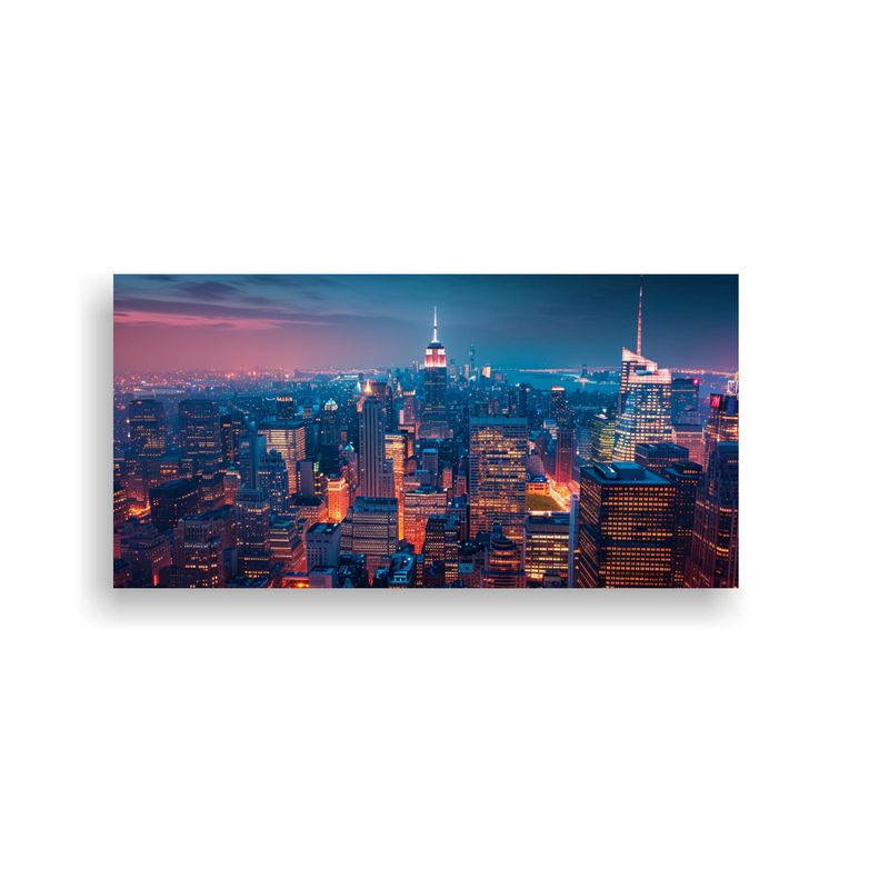 GENERICO - Cuadro Nocturno De Nueva York En Tela Vista Desde 80x40 Cm