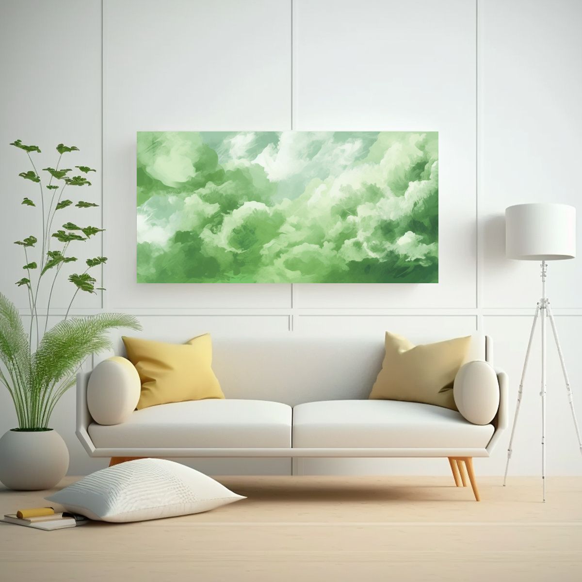 GENERICO - Pintura Decorativa Obra Maestra Verde Con Fondo 80x40 Cm