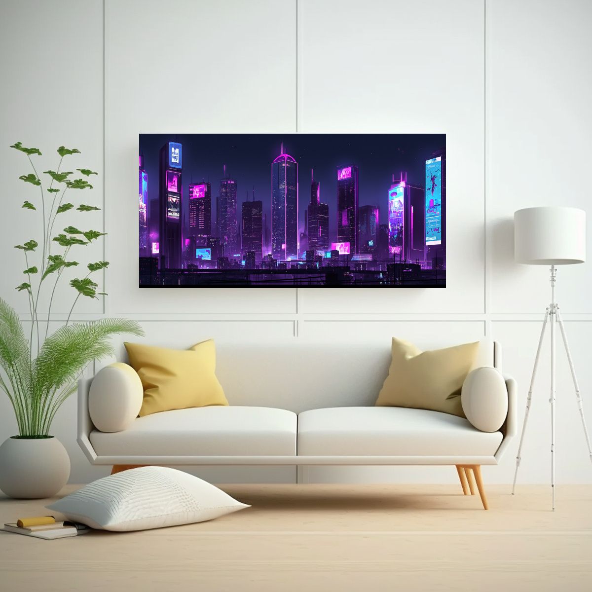 GENERICO - Cuadro Tela Canvas Exposición Ciudad Con Luces 60x30 Cm
