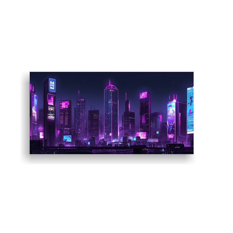 GENERICO - Cuadro Tela Canvas Exposición Ciudad Con Luces 100x50 Cm