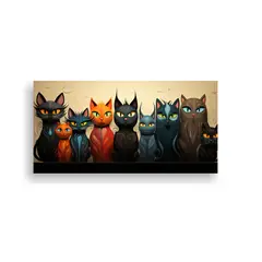 GENERICO - Cuadro Decorativo De Gatos En Equilibrio 80x40 Cm