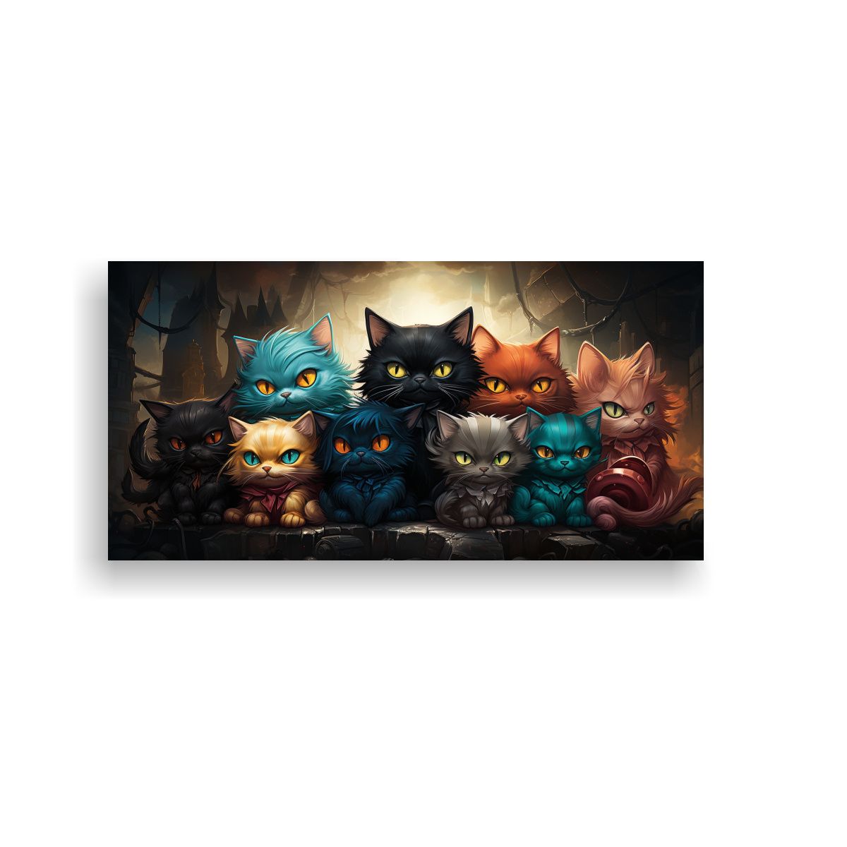 GENERICO - Pintura De Gatos De Colores Sobre Una Pila 60x30 Cm