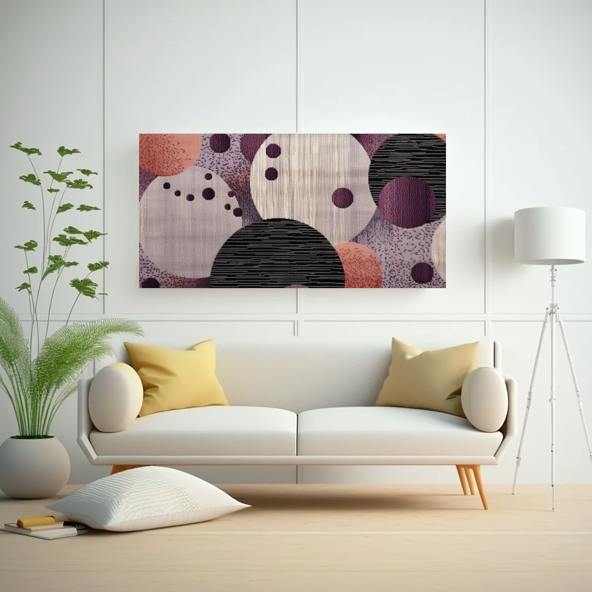 GENERICO - Rug Con Círculos Y Flores En Negro Y Beige Para 60x30 Cm