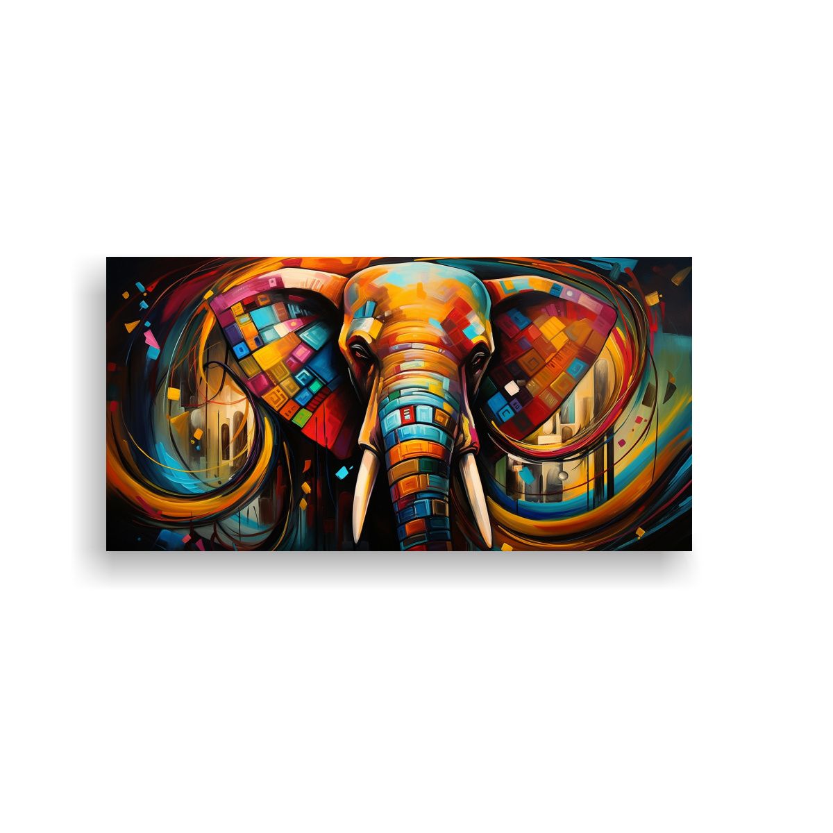 GENERICO - Cuadro Elefantes Abstractos Decoración 100x50 Cm