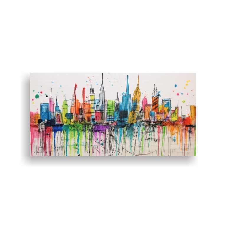GENERICO - Cuadro Infantil Ciudad Panorámica Moderna Con 80x40 Cm