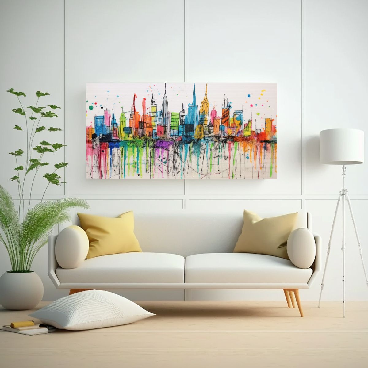 GENERICO - Cuadro Infantil Ciudad Panorámica Moderna Con 80x40 Cm