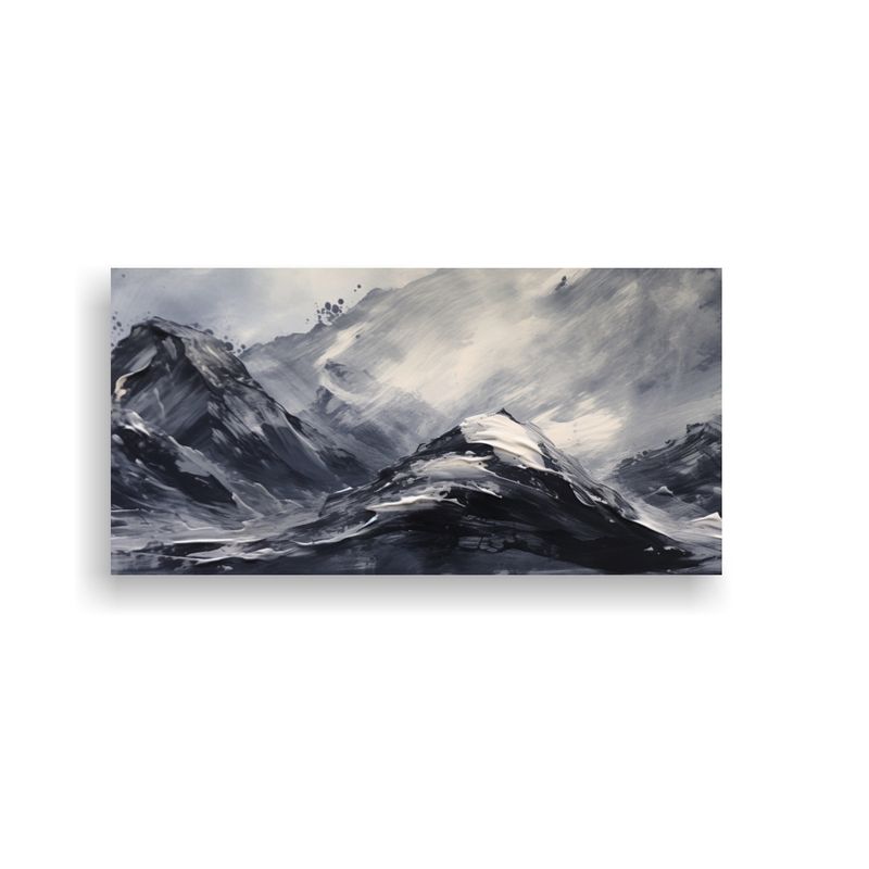 GENERICO - Pintura Abstracta Montañas Con Cielo Negro En 100x50 Cm