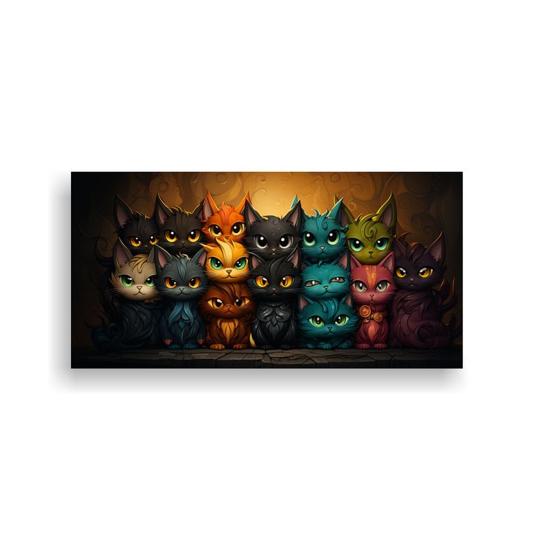 GENERICO - Pintura De Pared Con Gatos De Colores Apilados 80x40 Cm
