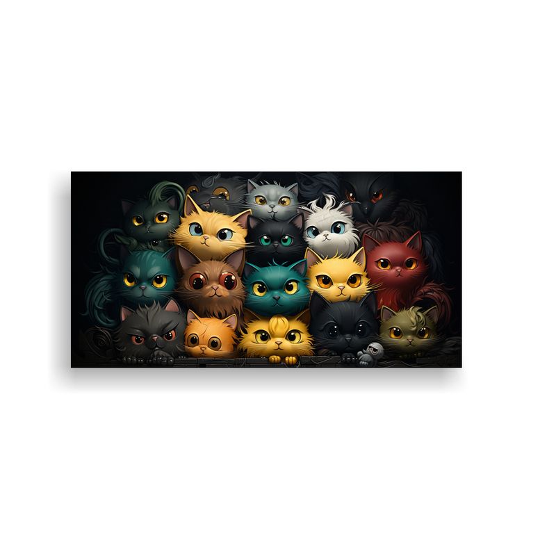 GENERICO - Pinturas Decorativas De Gatos Apilados En Colores 100x50 Cm