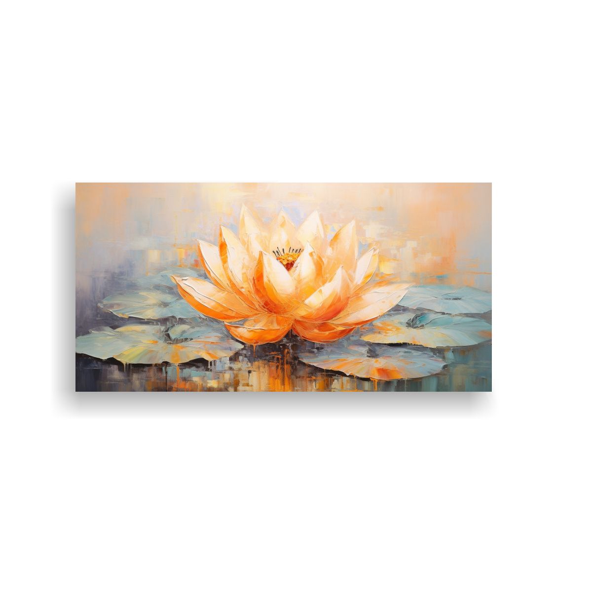 GENERICO - Composición De Cuadro Pintura De Loto Naranja 60x30 Cm