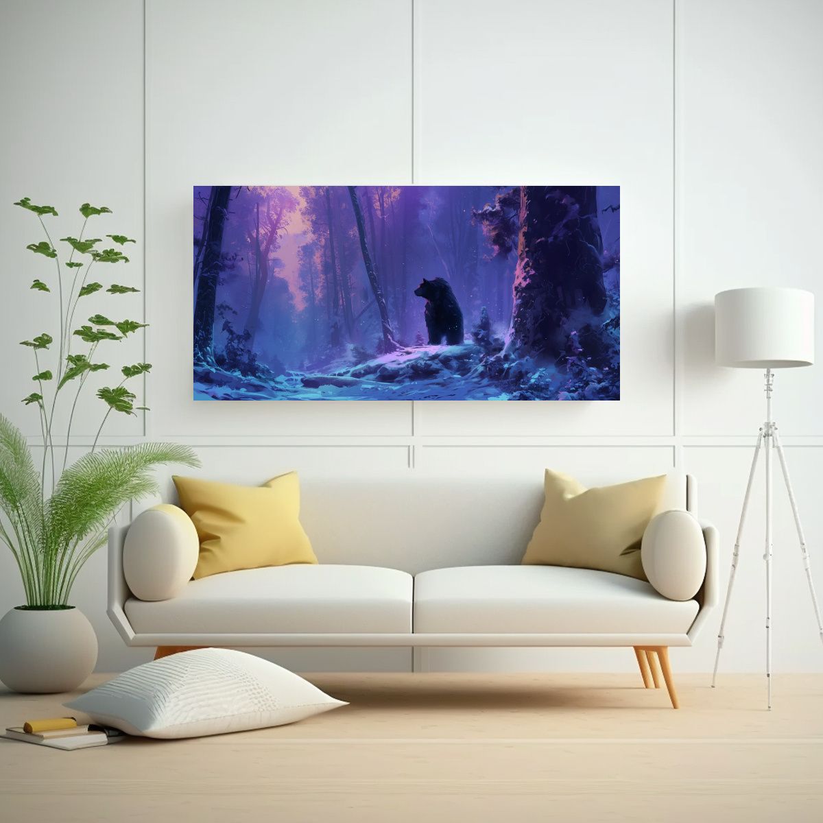 GENERICO - Pintura En Bastidor Árboles Gigantes Bosque 80x40 Cm