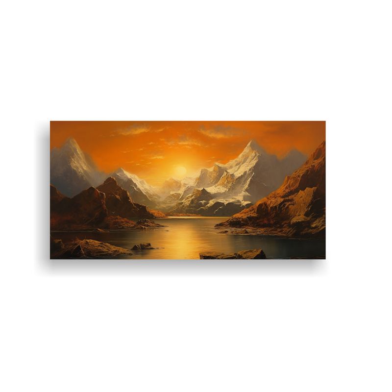 GENERICO - Pintura De Agua Con Montañas Al Fondo Cuadro 60x30 Cm