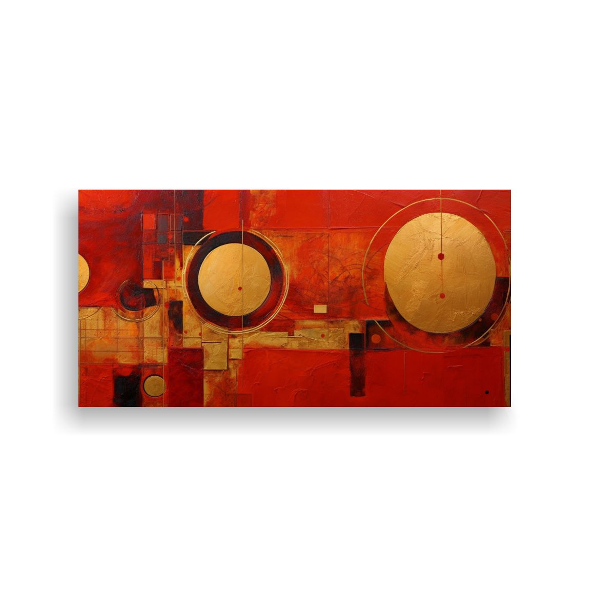 GENERICO - Cuadro Abstracto Rojo Y Dorado En Venta 60x30 Cm