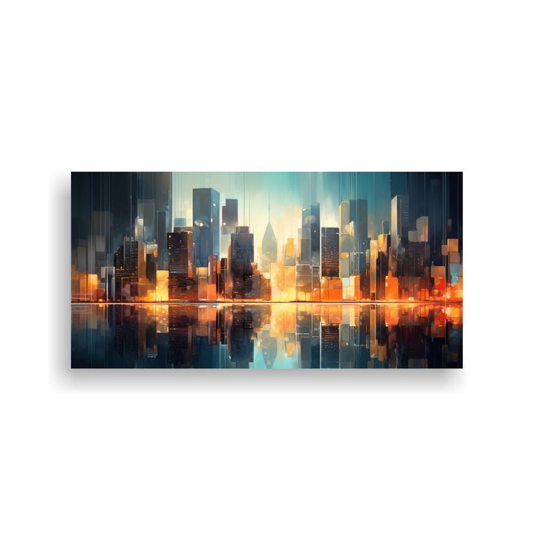 GENERICO - Pintura Abstracta De Edificios Junto Al Agua 100x50 Cm