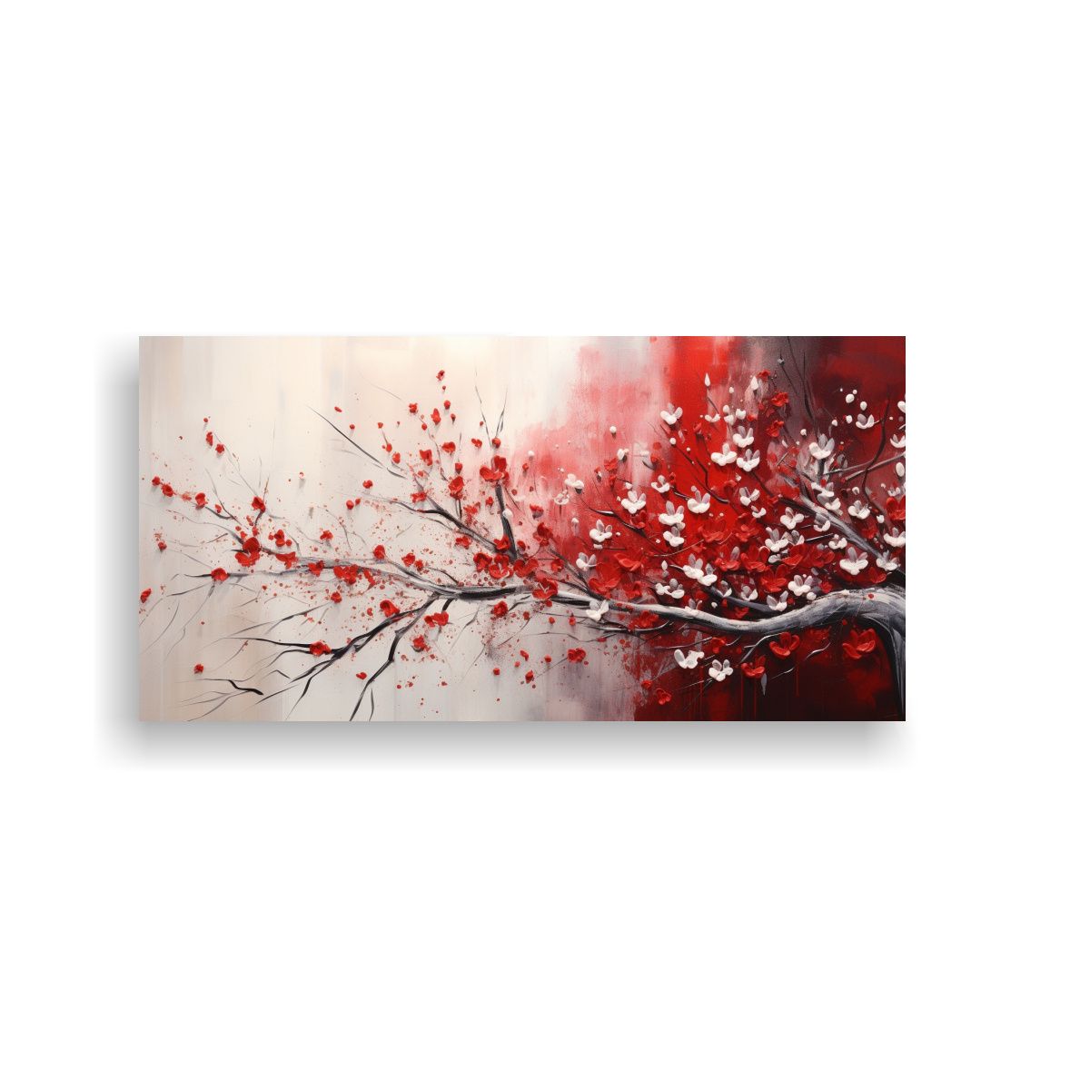 GENERICO - Pintura Moderna En Rojo Y Plata Para Decoración 80x40 Cm